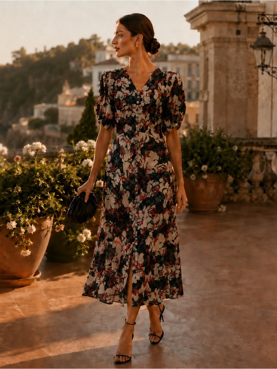 SALONI Dresses & Skirts - SALONI Lea Papaver Cascade Silk Jacquard Midi Dress US 6 NWOT